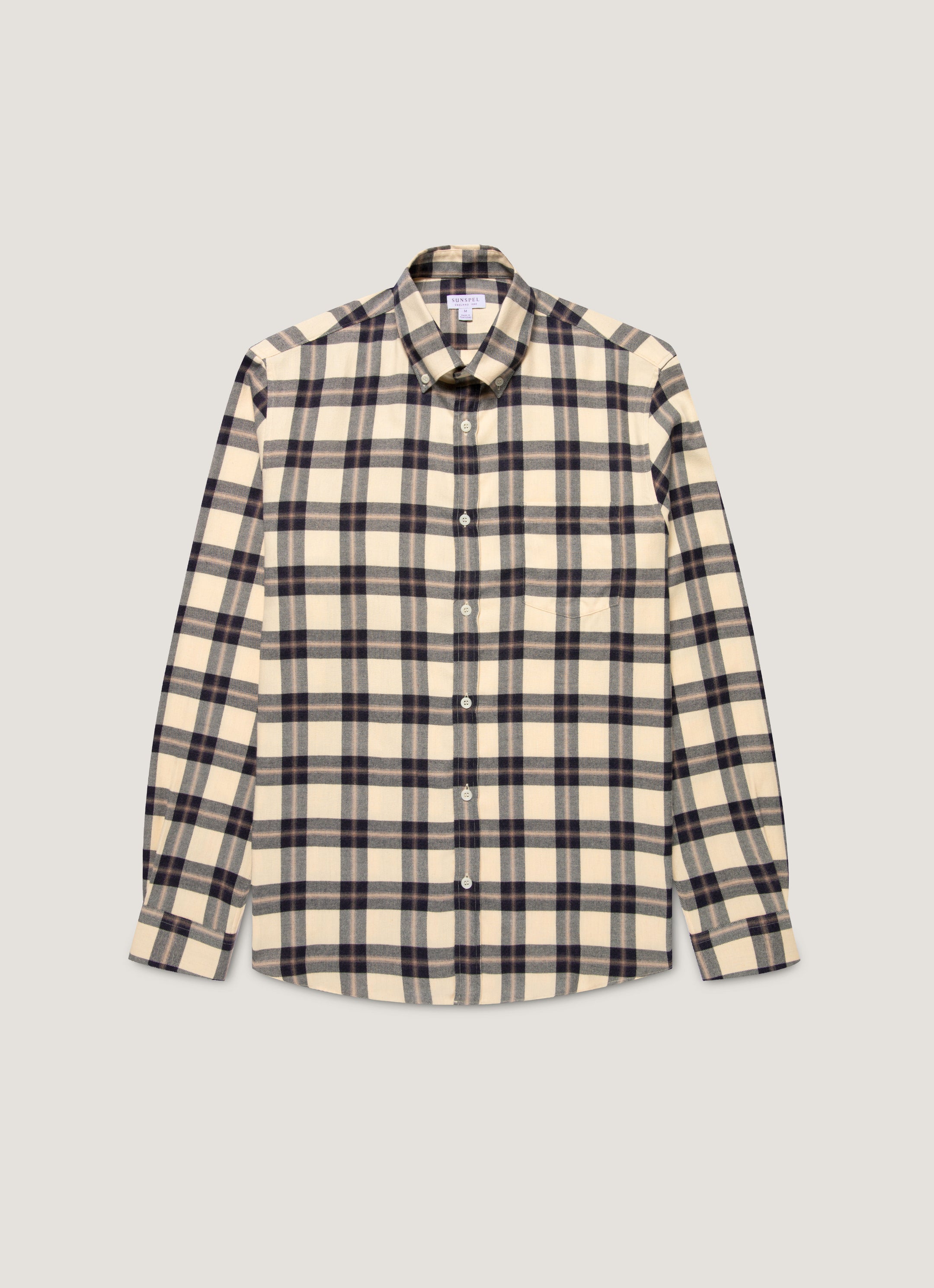 Men's Button Down Flannel Shirt in Truffle Check