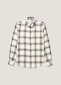 Men's Button Down Flannel Shirt in Ecru Melton Check