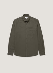 Men's Button Down Flannel Shirt in Dark Green
