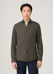 Men's Button Down Flannel Shirt in Dark Green