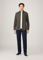 Men's Button Down Flannel Shirt in Dark Green