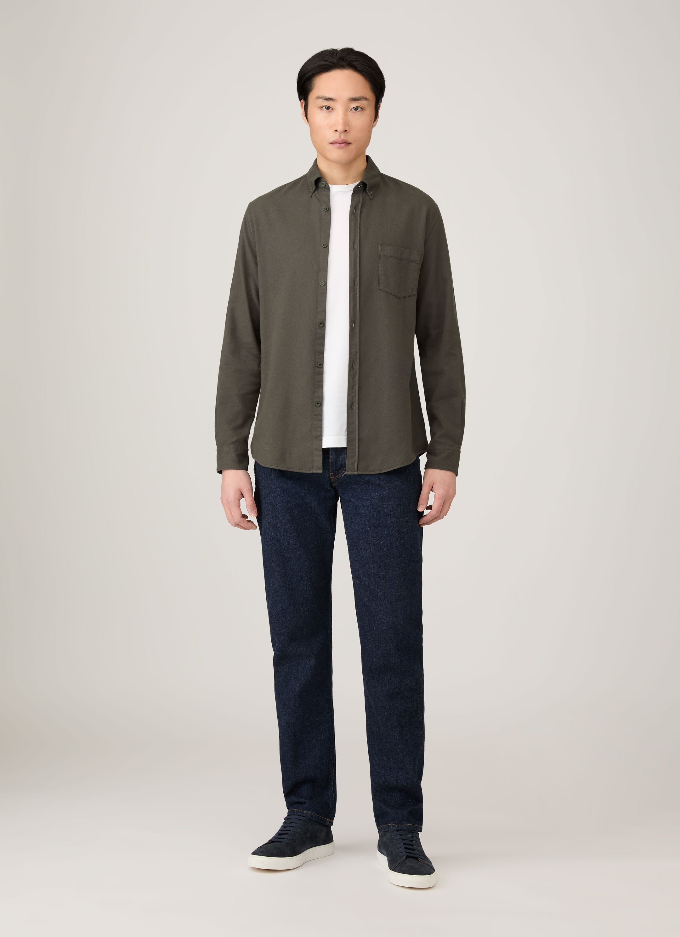 Men's Button Down Flannel Shirt in Dark Green