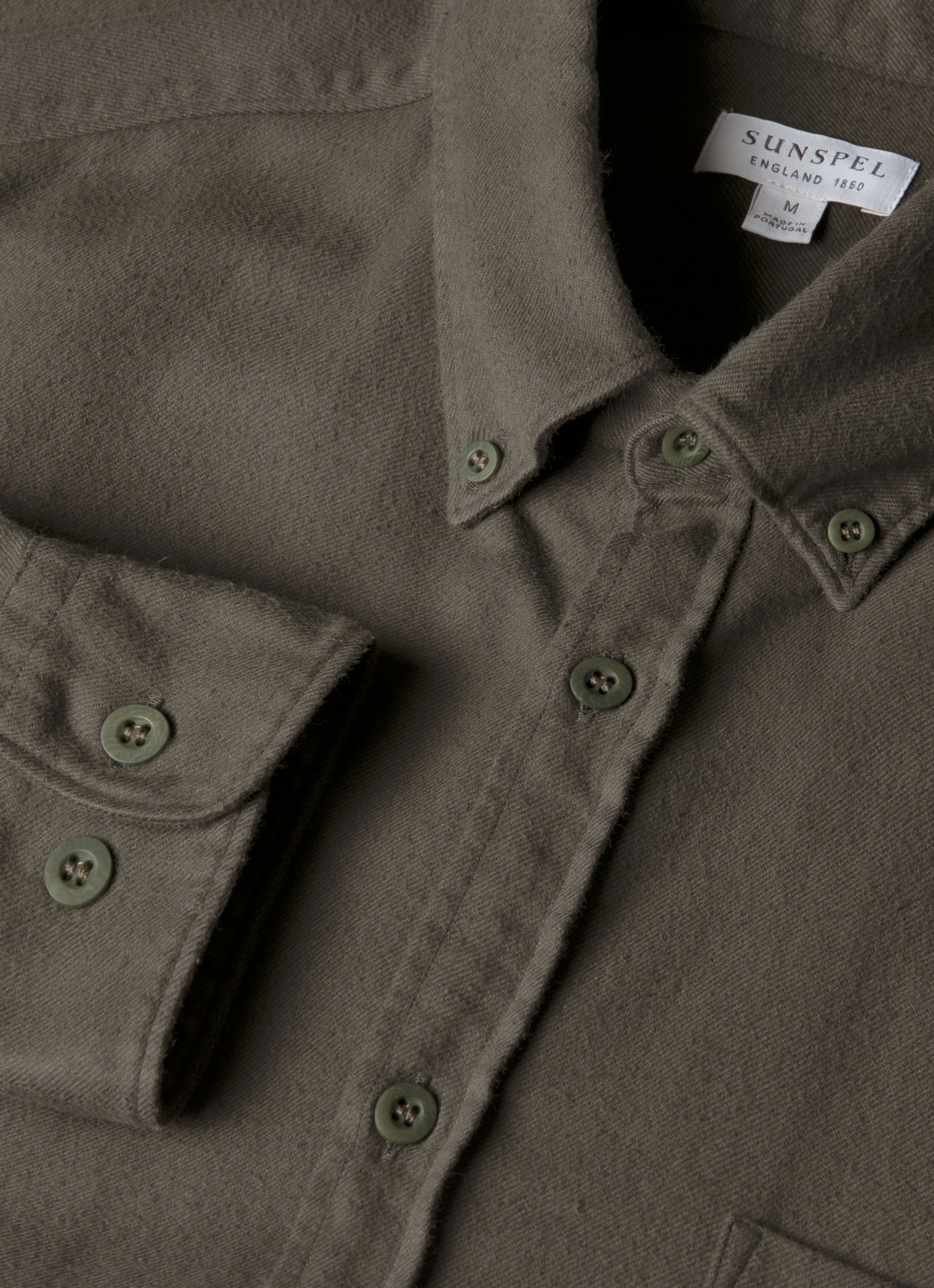 Men's Button Down Flannel Shirt in Dark Green