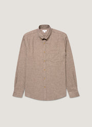 Men's Brushed Cotton Shirt in Light Brown Melange