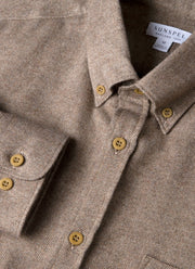 Men's Brushed Cotton Shirt in Light Brown Melange