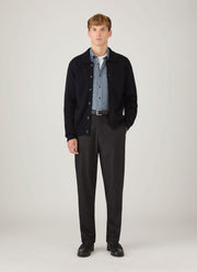 Men's Brushed Cotton Shirt in Light Blue Melange