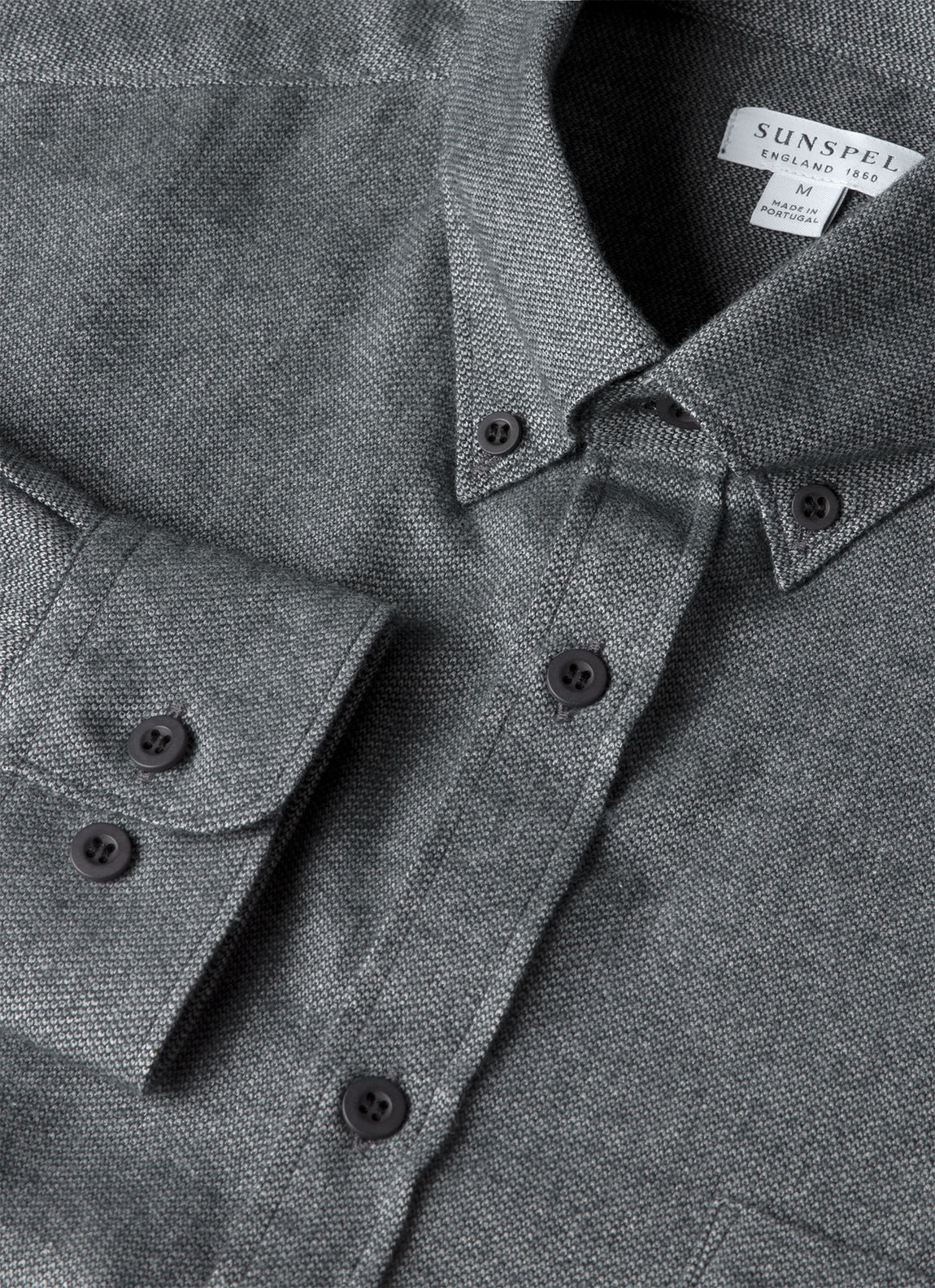 Men's Brushed Cotton Shirt in Charcoal Melange