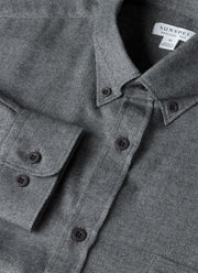 Men's Brushed Cotton Shirt in Charcoal Melange