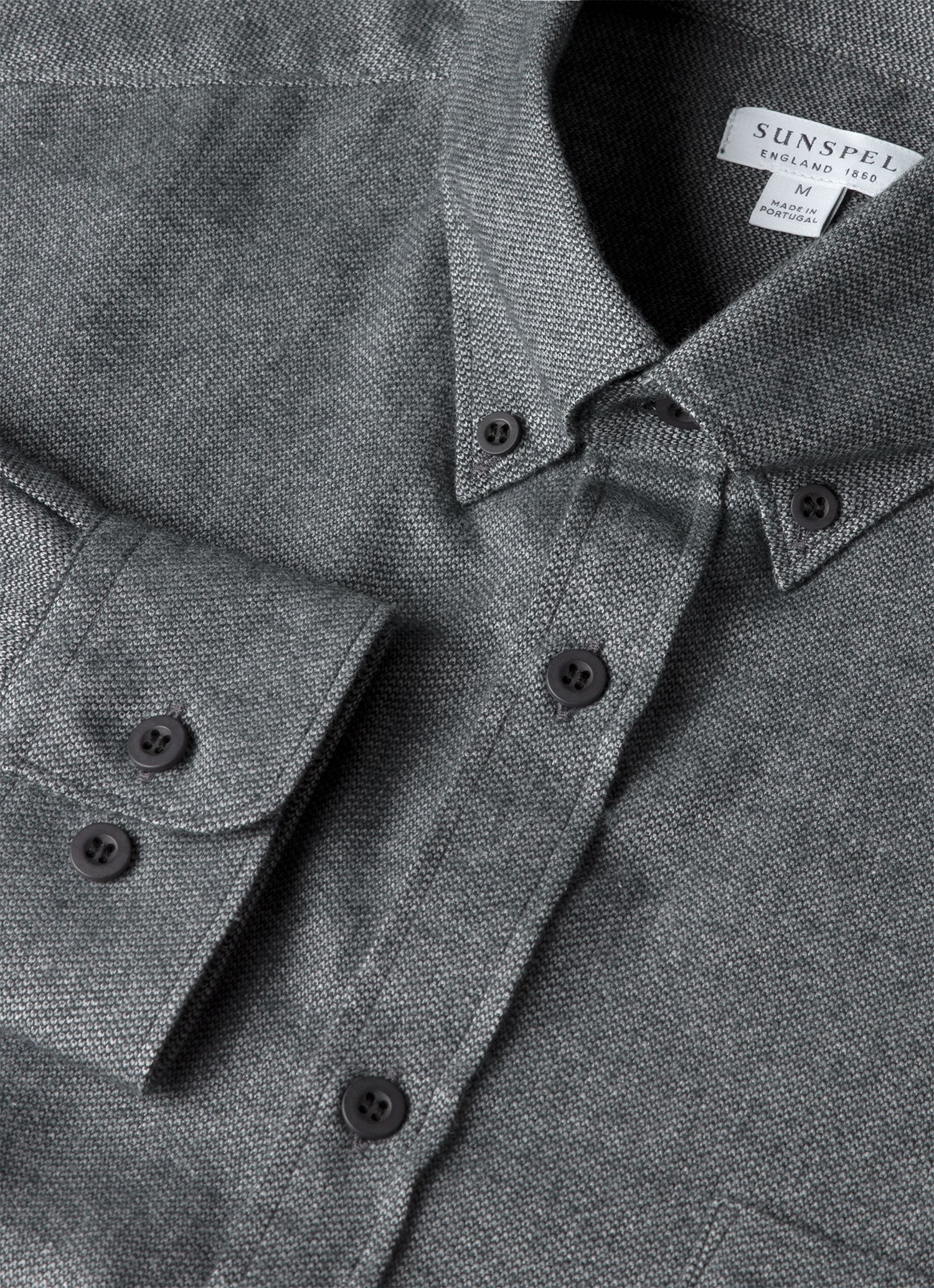 Men's Brushed Cotton Shirt in Charcoal Melange