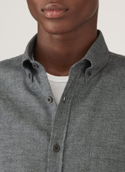 Men's Brushed Cotton Shirt in Charcoal Melange