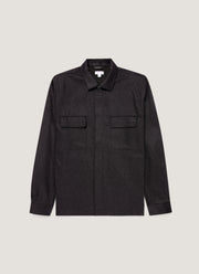 Men's Wool Cashmere Flannel Overshirt in Charcoal Melange