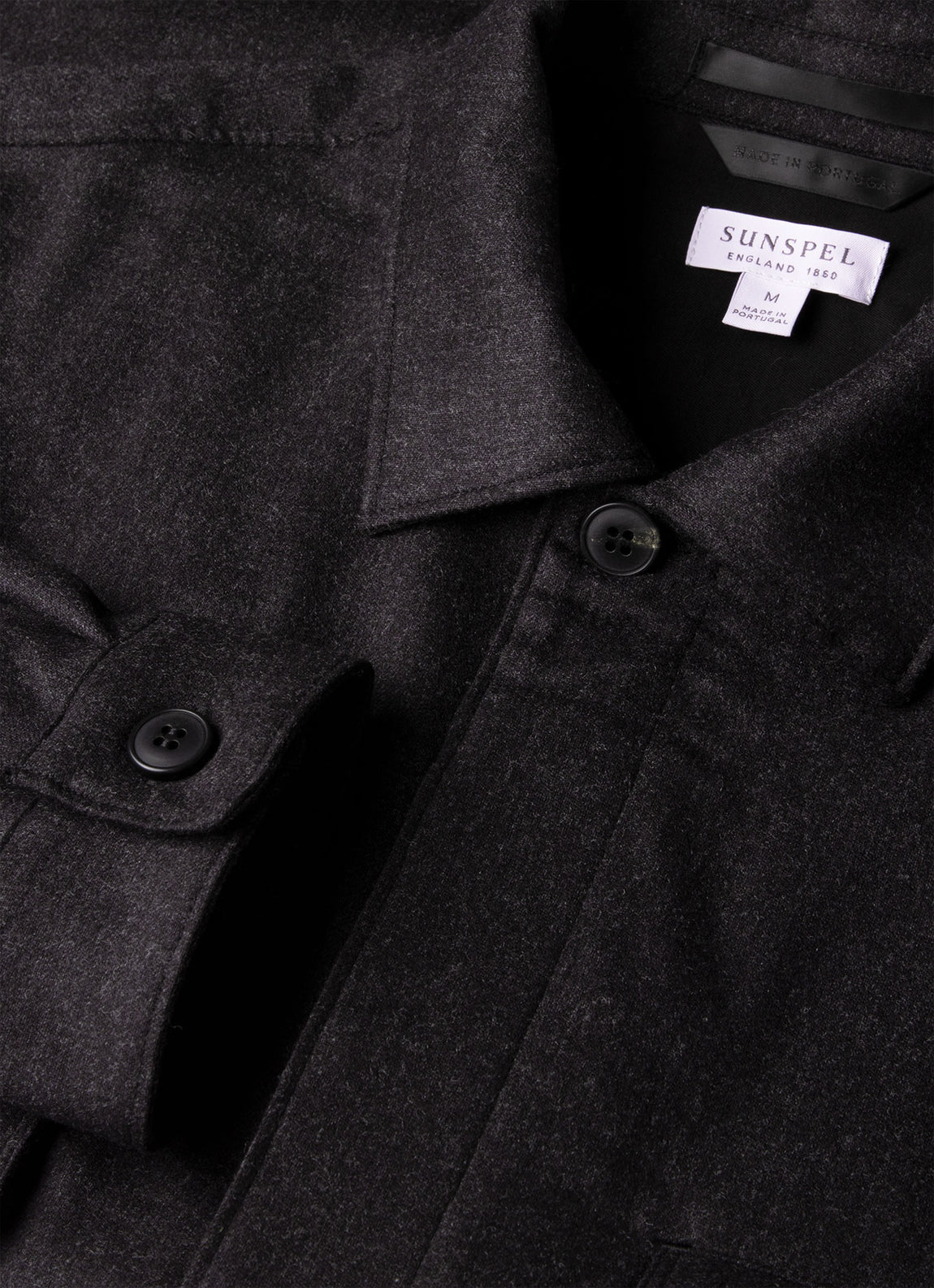 Men's Wool Cashmere Flannel Overshirt in Charcoal Melange