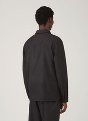 Men's Wool Cashmere Flannel Overshirt in Charcoal Melange