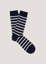 Men's Cotton Socks in Navy/Archive White