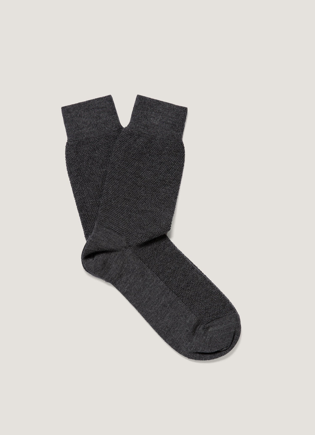 Men's Merino Wool Waffle Socks in Charcoal Melange