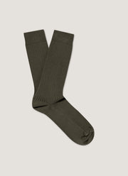 Men's Cotton Ribbed Socks in Khaki