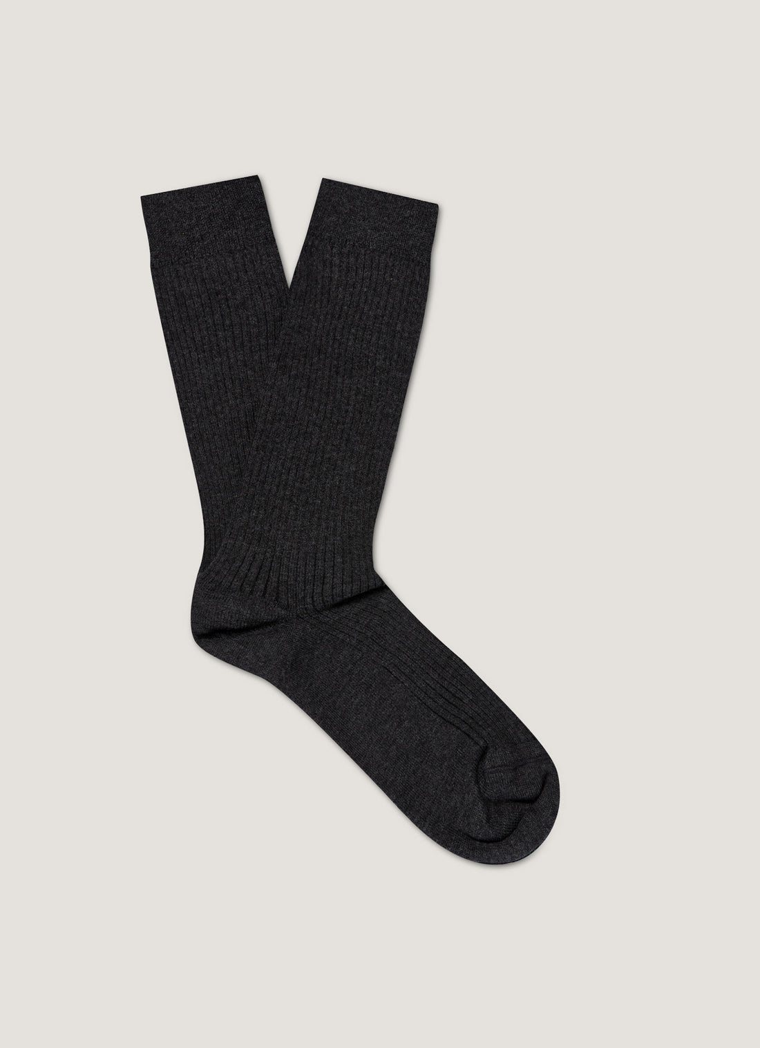 Men's Cotton Ribbed Socks in Charcoal Melange