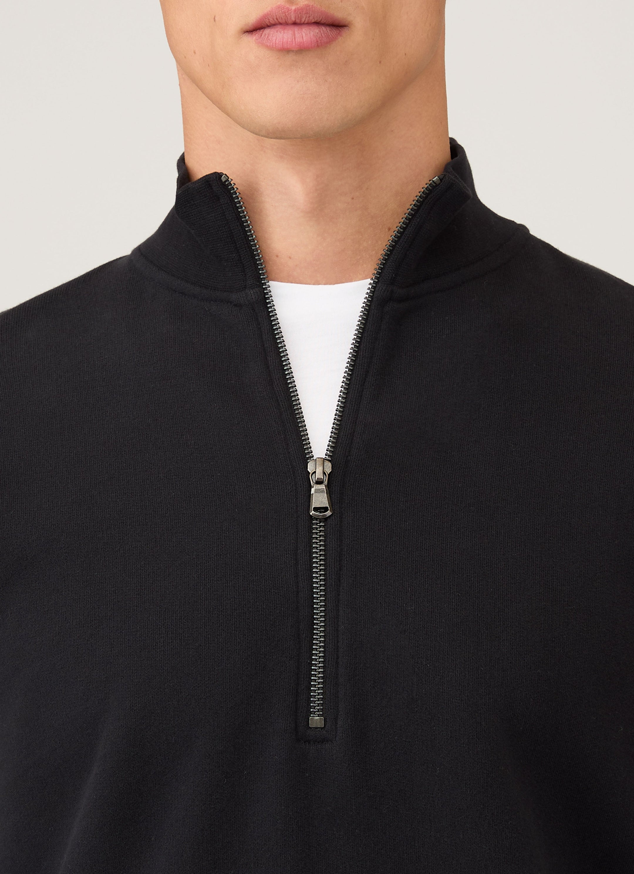 Men's Half Zip Loopback Sweatshirt in Black