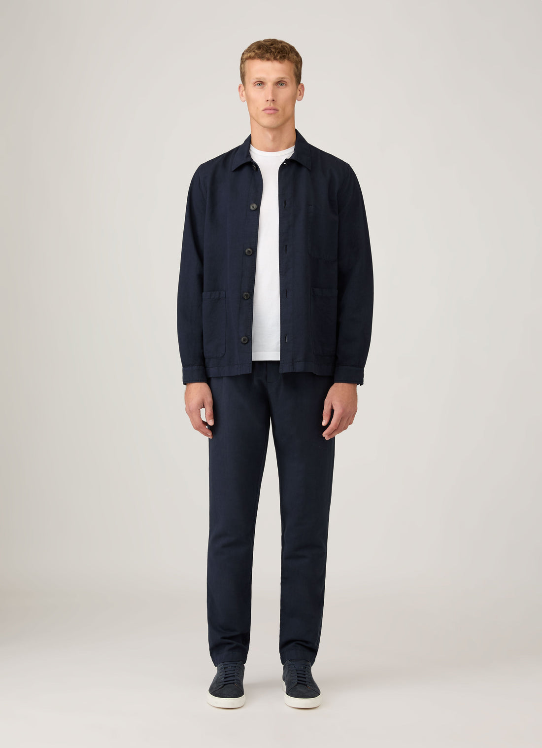 Men's Cotton Linen Drawstring Trouser in Navy