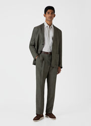 Men's Pleated Linen Trouser in Light Khaki