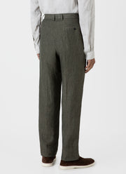 Men's Pleated Linen Trouser in Light Khaki