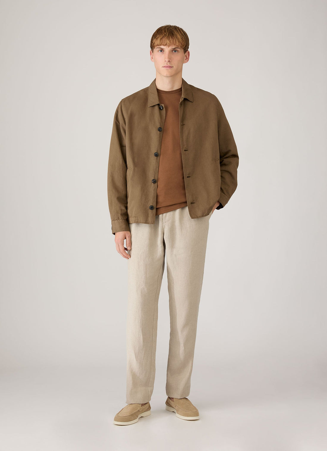 Men's Linen Drawstring Trouser in Sand