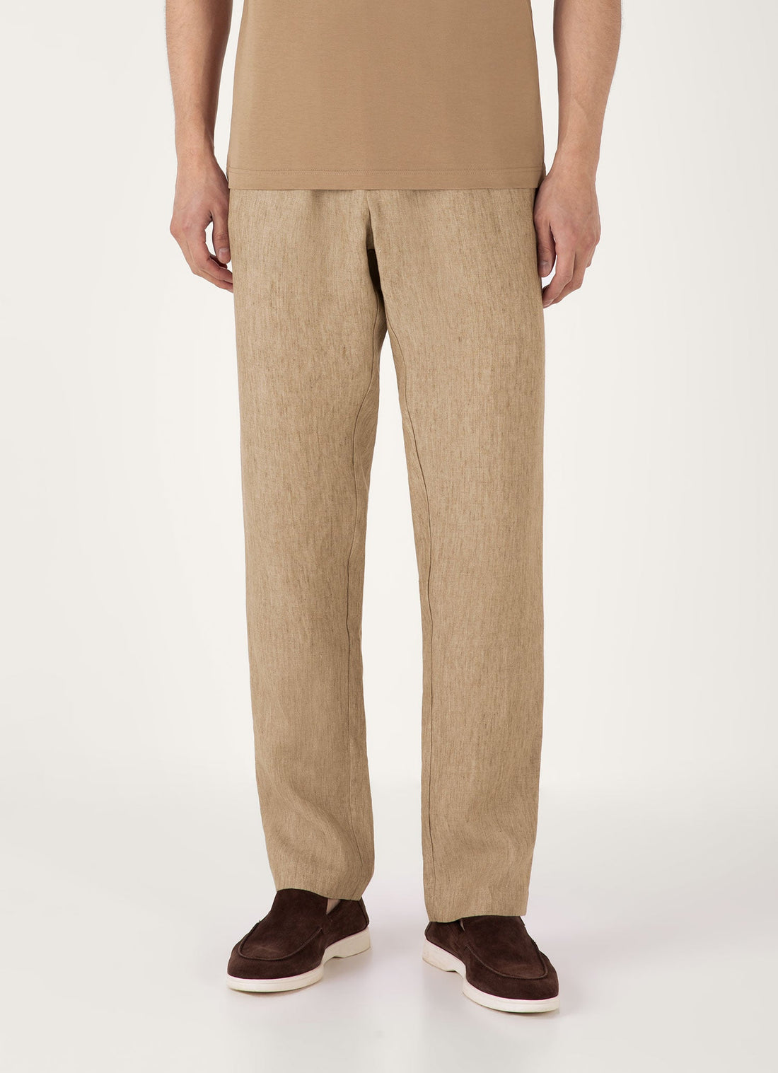 Men's Linen Drawstring Trouser in Dune Melange