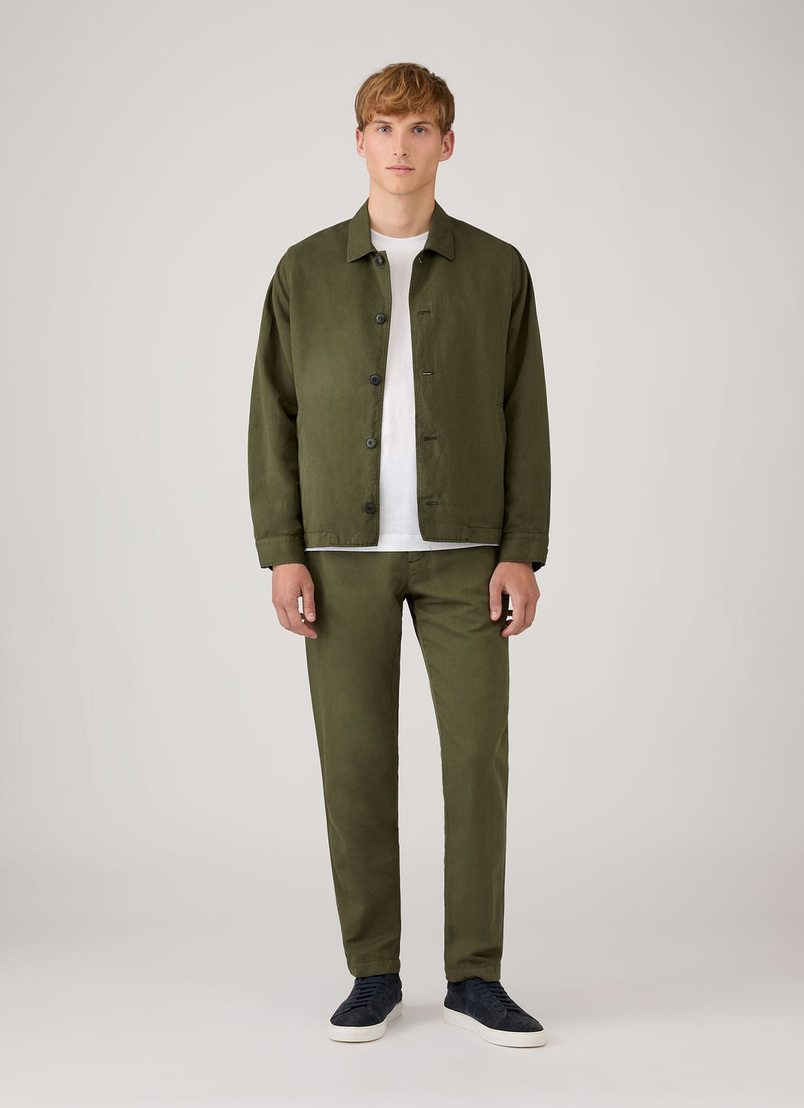 Men's Cotton Linen Trouser in Deep Olive