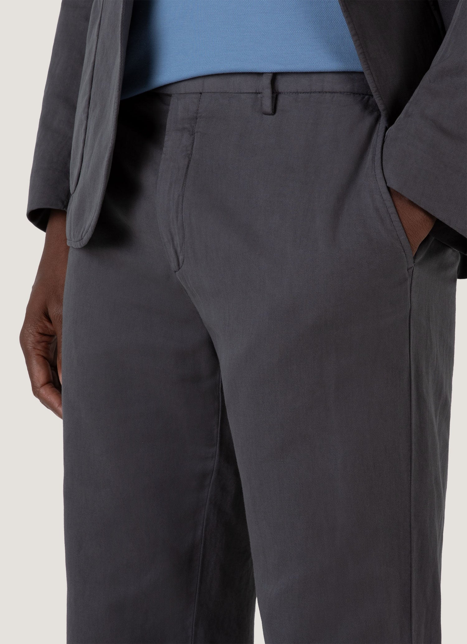 Men's Cotton Linen Trouser in Charcoal