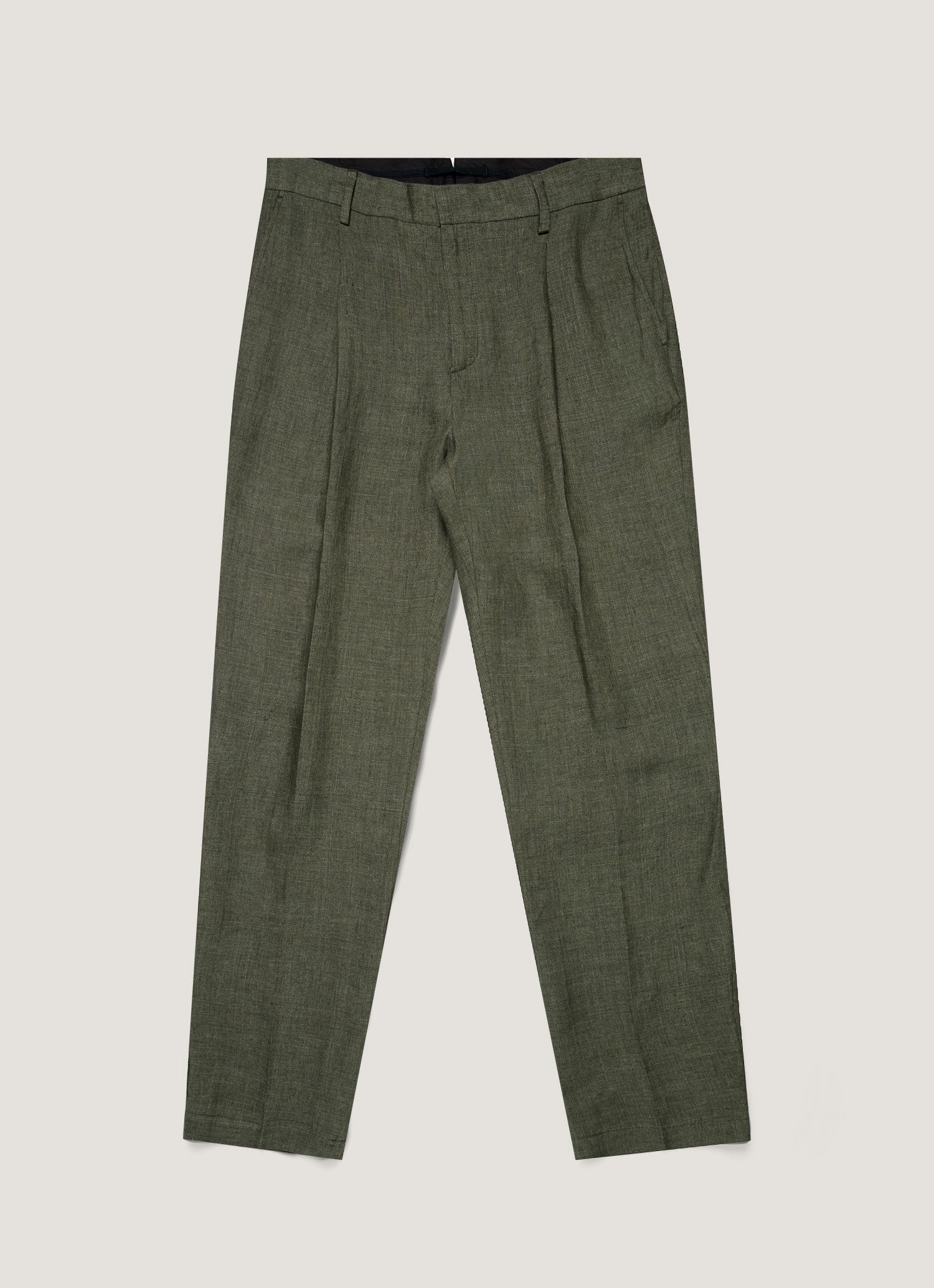 Men's Pleated Linen Trouser in Hunter Green | Sunspel