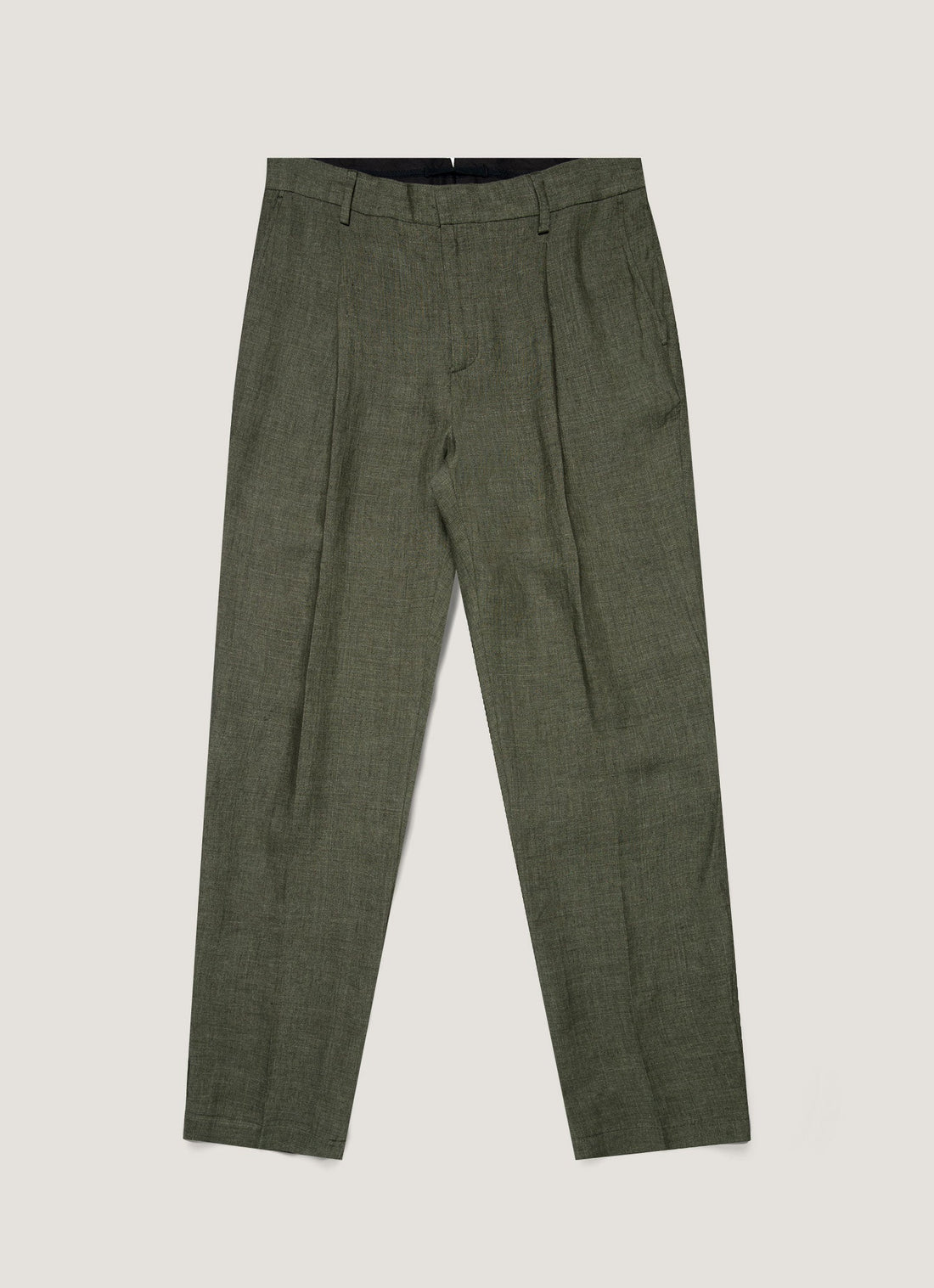 Men's Pleated Linen Trouser in Hunter Green