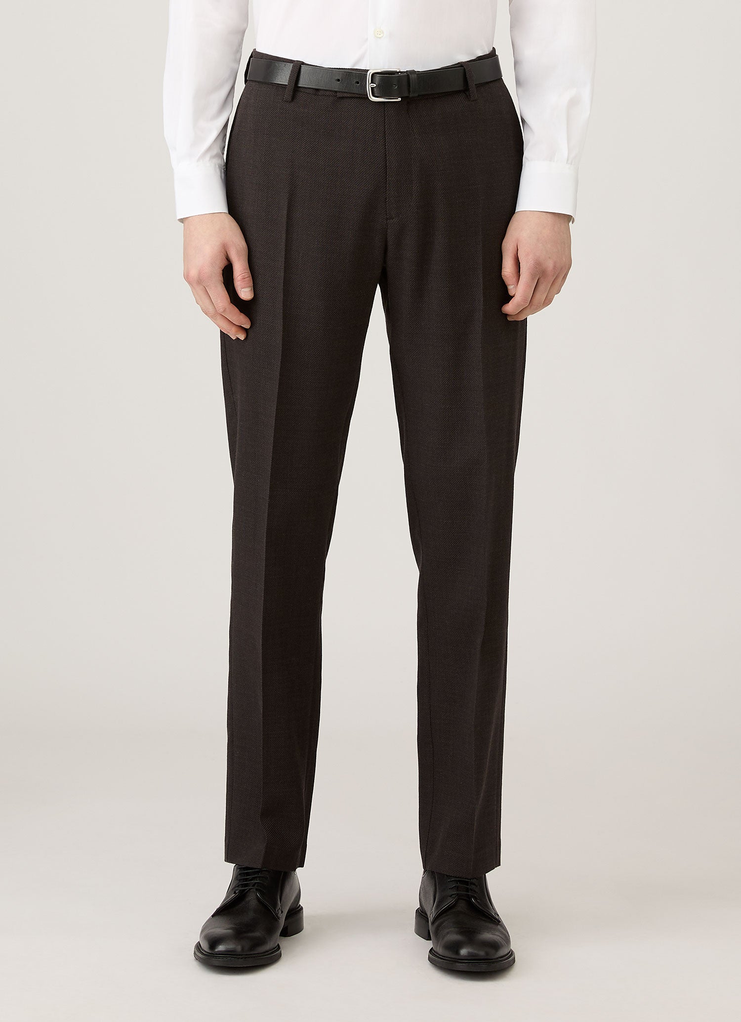 Men's Textured Wool Trouser in Truffle