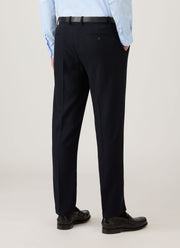 Men's Textured Wool Trouser in Navy
