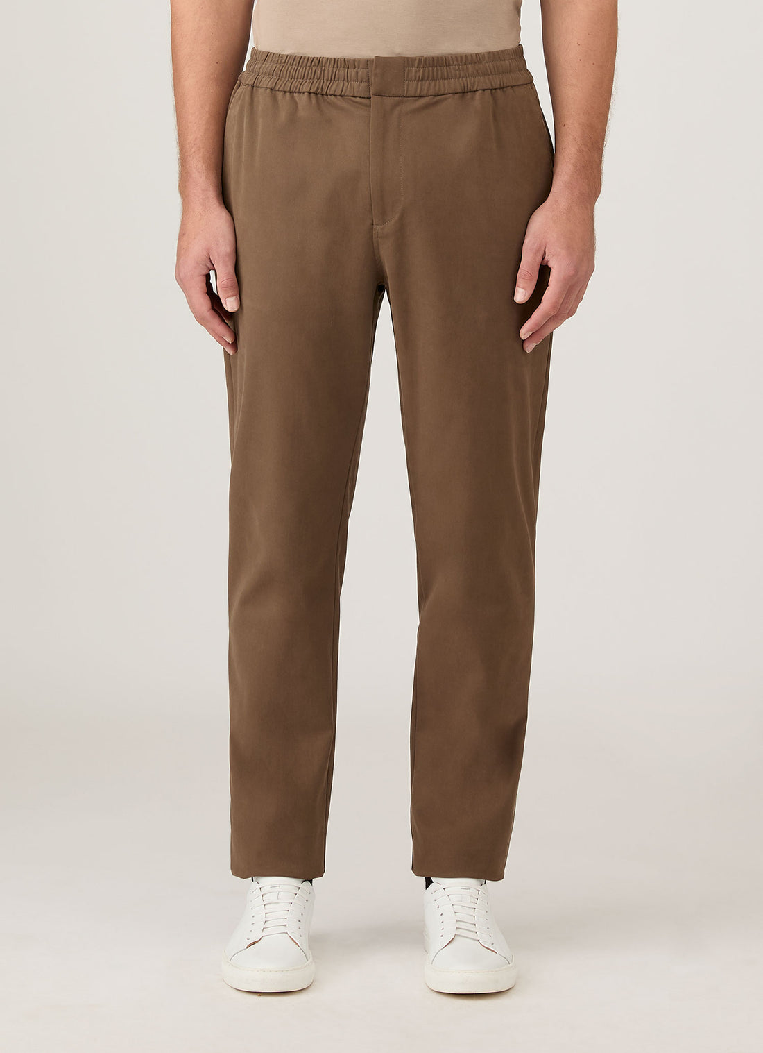 Men's Cotton Cashmere Drawstring Trouser in Dark Stone
