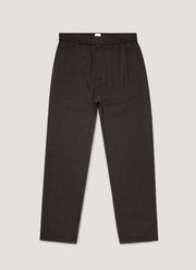Men's Textured Wool Drawstring Trouser in Truffle