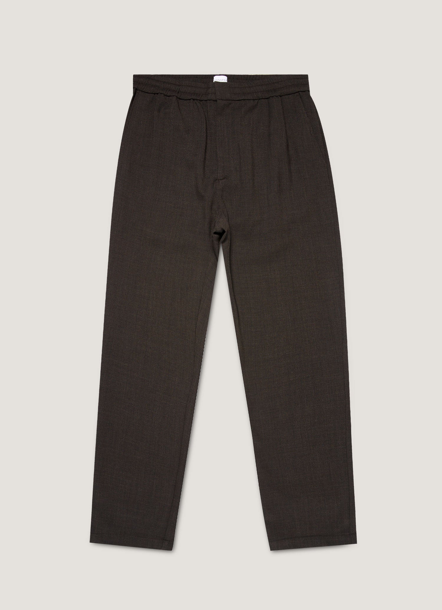 Men's Textured Wool Drawstring Trouser in Truffle