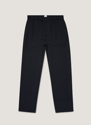 Men's Textured Wool Drawstring Trouser in Navy