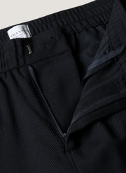 Men's Textured Wool Drawstring Trouser in Navy