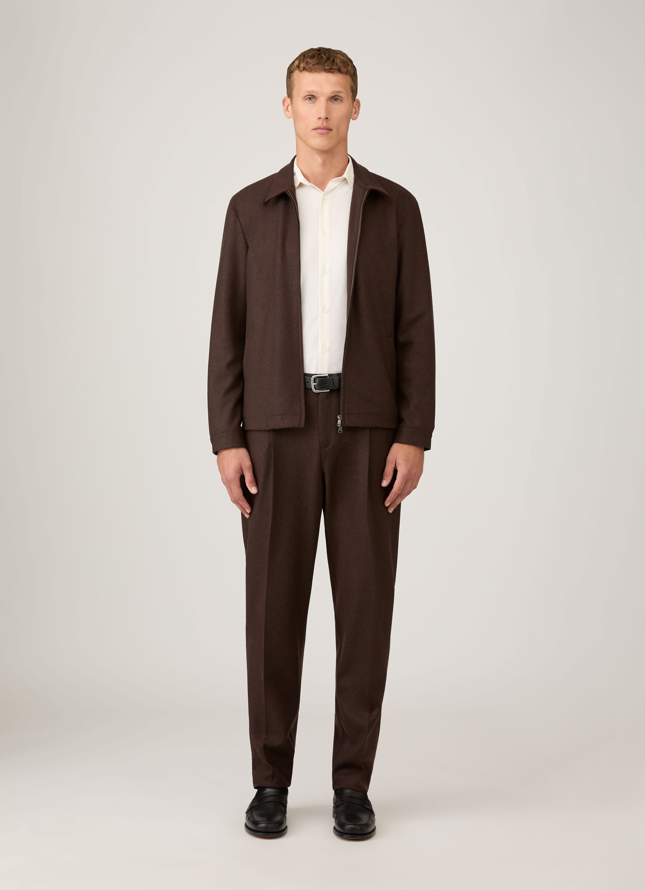 Men's Boiled Wool Trouser in Truffle