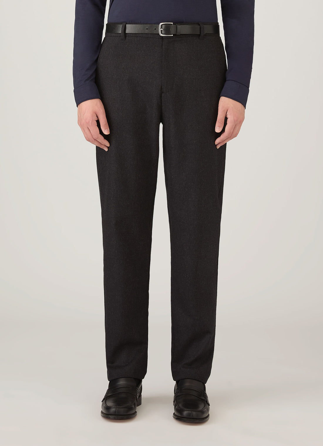 Men's Wool Cashmere Flannel Trouser in Charcoal Melange