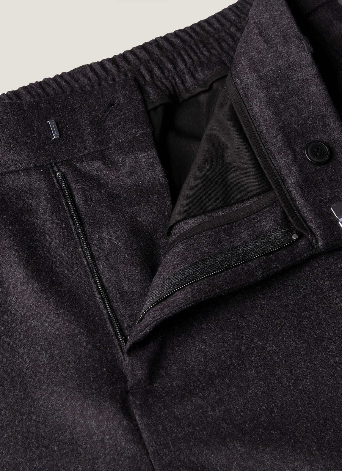 Men's Wool Cashmere Flannel Trouser in Charcoal Melange