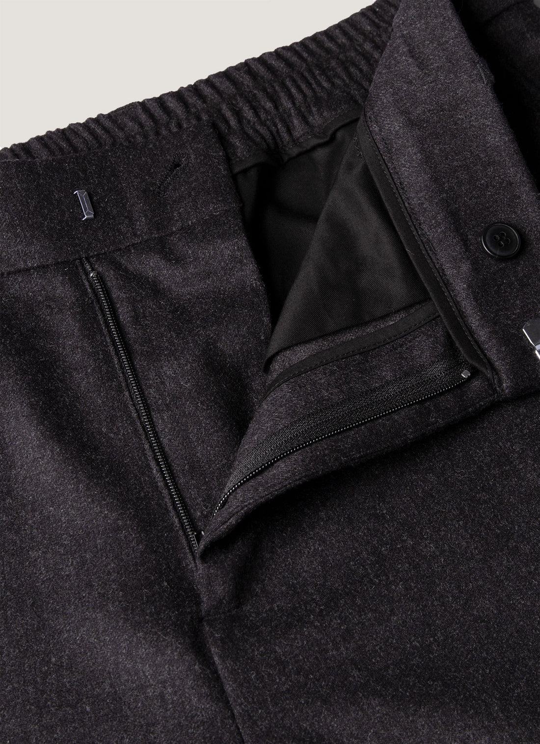 Men's Wool Cashmere Flannel Trouser in Charcoal Melange