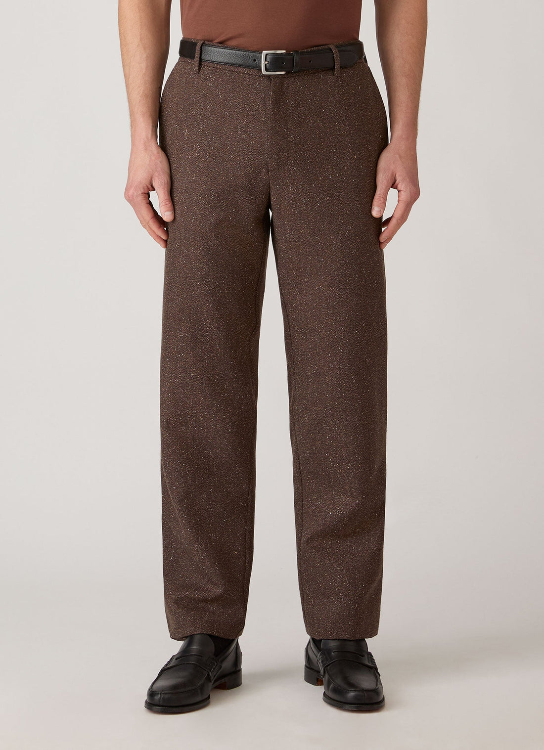 Men's Donegal Tweed Trouser in Dark Brown Melange