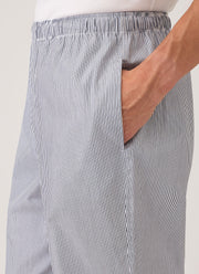 Men's Cotton Poplin Pyjama Trouser in White/Navy/Light Blue