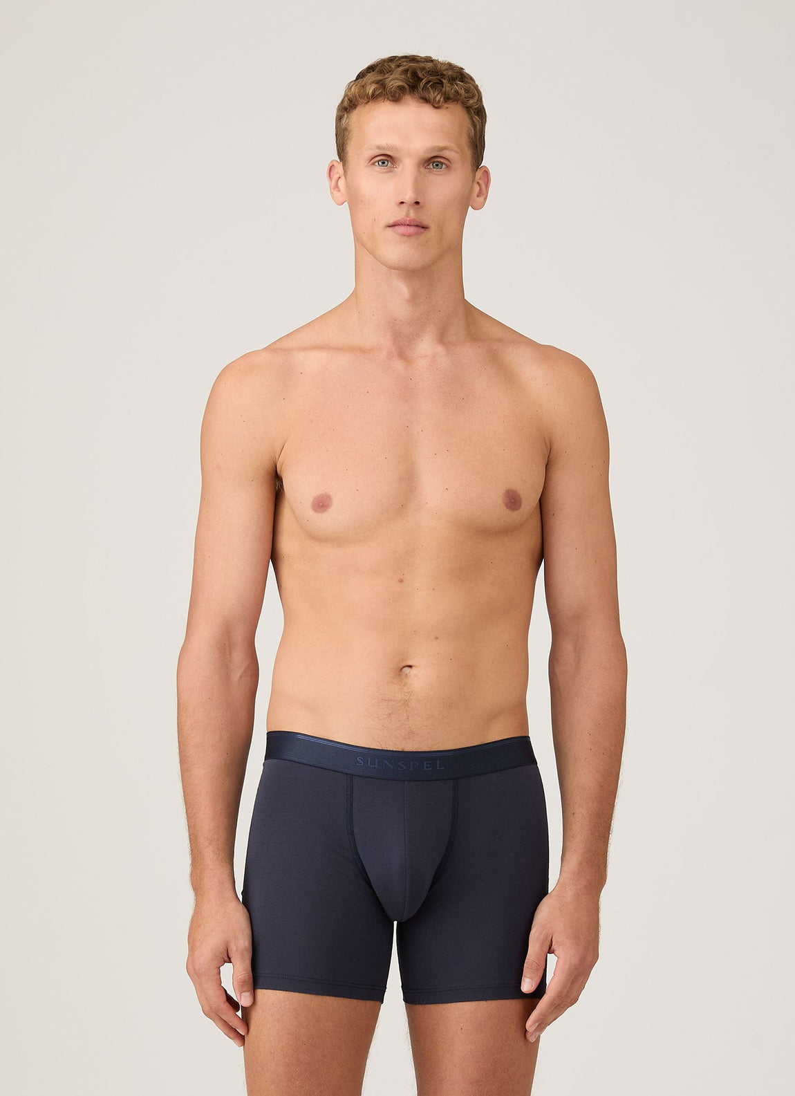 Men's Stretch Cotton Boxer Briefs in Navy