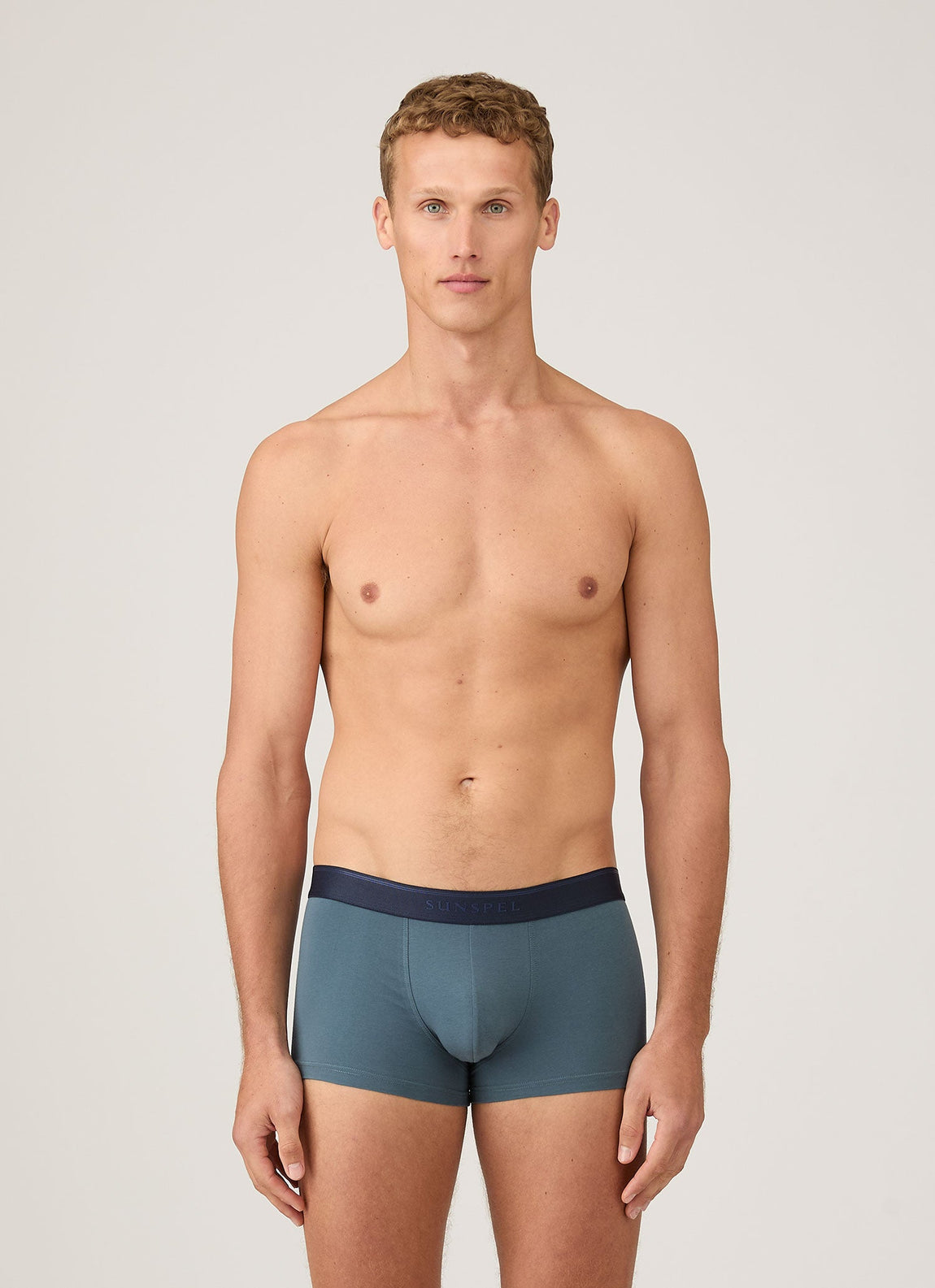 Men's Stretch Cotton Trunks in Dark Petrol