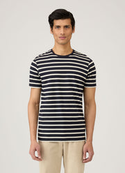 Men's Classic T-shirt in Navy/Ecru Breton Stripe