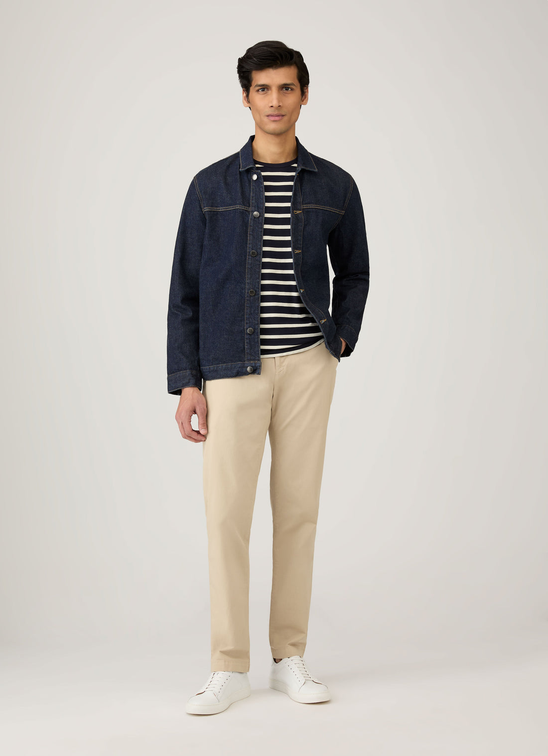 Men's Classic T-shirt in Navy/Ecru Breton Stripe