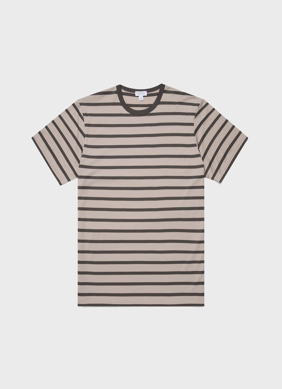 Men's Classic T-shirt in Ash Grey/Charcoal Breton Stripe