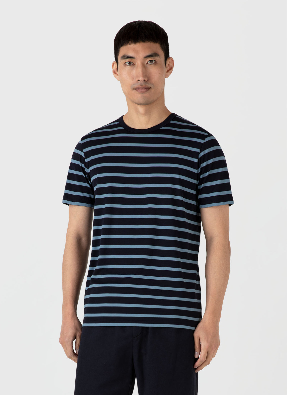 Men's Classic T-shirt in Navy/Como Blue Breton Stripe